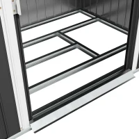 Outsunny 7 x 4ft Galvanised Steel Garden Shed, with Foundation Kit - Dark Grey(m-13)
