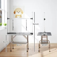 PawHut Hundepflegetisch Höhenverstellbar Tierpflegetisch Klappbar Hunde Pflegetisch Hundefriseur Tisch Schertisch Trimmtisch mit Unterkorb für Hunde Katzen bis zu 100 kg Schwarz(m-3)