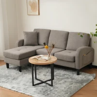 L-Shaped Sofa with Reversible Chaise Lounge, 3-Seater Couch for Living Rooms, Apartments, or Offices, 116L x 118W x 77H cm, Dark Grey(m-1)