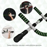 HOMCOM Barra de Dominadas Multifuncional Barra de Dominadas de Pared con Mangos Antideslizantes Carga 110 kg Gris y Negro(m-6)
