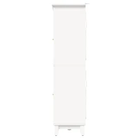 White Wine Cabinet with App-Controlled RGB LED Lighting, Adjustable-Dlass-Shelf Showcase with Wine Rack and Glass Holder, 120L x 40W x 180.5H cm, White(m-11)