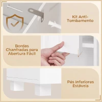 HOMCOM Armário Alto de Casa de Banho Estreito com Gaveta, Compartimento Aberto e Prateleiras Ajustáveis, Alto Brilho, Branco(m-14)