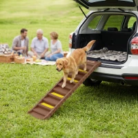 PawHut Hunderampe Auto klappbar Hundetreppe mit 10 Stufen Rutschfester Oberfläche, 154x40cm ür mittelgröße Hunde bis 25kg(m-8)