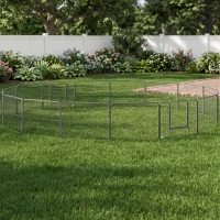PawHut 16 Panels Heavy Duty Puppy Playpen, for Small Dogs, Indoor and Outdoor Use - Grey(m-9)