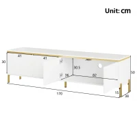 Spacious TV Stand with 4-Door Storage, Functional TV Cabinet for Modern and Italian Minimalist Living Rooms, 170L x 38W x 50H cm, White(m-3)
