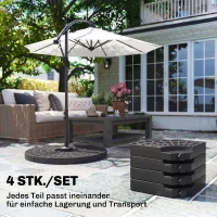 Outsunny Schirmgewicht, Schirmfuß, 4 Teile, befüllbar, für 52 kg Wasser oder 68 kg Sand, 48 x 48 x 8 cm(m-4)