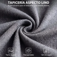 HOMCOM Sillón Relax Reclinable Manual Tapizado en Lino Instalación Rápida Reposapiés Acolchado Grueso y Patas de Madera Gris(m-6)