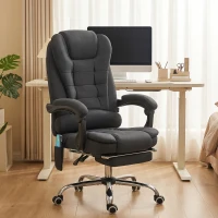 Vinsetto Bureaustoel met Massage- en Verwarmingsfunctie, Ergonomisch, Hoogteverstelbaar, Zwart(m-10)