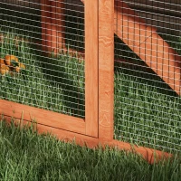 PawHut Kleindierenhok, kleine dierenkooi, buitenkonijnenhok, buitenren, winterbestendig, massief hout, 150 x 45 x 85 cm, Oranje(m-11)