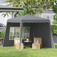Outsunny Carpa Plegable Pop-up 2,89x2,89m Cenador Pabellón de Jardín con Paredes Laterales Altura Ajustable Protección UV50+ Gris(m-2)