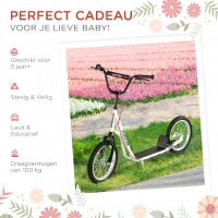 HOMCOM step scooter stadsscooter kinderen luchtband verstelbare step aluminium wit(m-5)