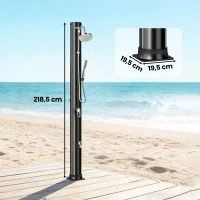 Outsunny Ducha Solar Jardín 40L con Cabezal Ducha de Mano Grifo para Pies y Temperatura Ajustable Máx. 60 °C para Piscina Negro(m-3)