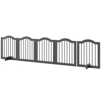 PawHut Absperrgitter Hund Freistehendes Schutzgitter mit Füßen, Klappbar Hundegitter, 5 Paneelen, 261,5 x 29,5 x 61 cm, Schwarz(m-11)