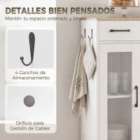 HOMCOM Aparador de Cocina Moderno con Puerta de Acrílico Cajón Estante Ajustable Compartimento Abierto 80x34x91 cm Blanco(m-8)
