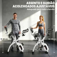 SPORTNOW Bicicleta Estática Dobrável com 8 Níveis de Resistência, Volante, Ecrã LCD, Bluetooth, Pulsómetro e Selim Ajustável(m-7)