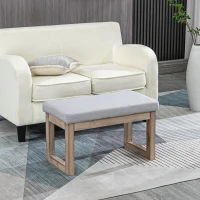 HOMCOM Fußbank im Skandi-Design, Sitzhocker, Fußhocker, 68 cm x 38 cm x 42 cm, Grau + Natur(m-9)