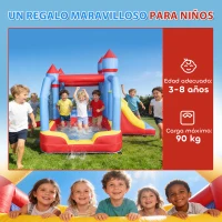 AIYAPLAY Castillo Hinchable para Niños con Soplador Tobogán Trampolín Piscina Pilar de Boxeo y Aro de Baloncesto 277x270x215 cm(m-10)