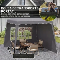 Outsunny Carpa Plegable Pop-up 2,89x2,89m Cenador Pabellón de Jardín con Paredes Laterales Altura Ajustable Protección UV50+ Gris(m-8)