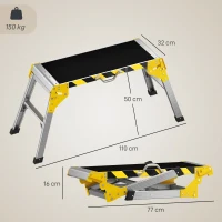 HOMCOM Arbeitsplattform Alu Werkbank Klappbar Arbeitstisch bis 150 kg, Arbeitsbühne mit Griff, Rutschfeste Oberfläche(m-3)