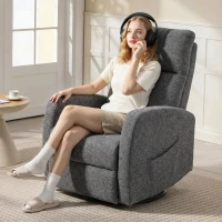 HOMCOM Relaxsessel Drehbarer Fernsehsessel mit Wärme und Vibrationsmassage, Liegefunktion, Wippfunktion Dunkelgrau(m-8)