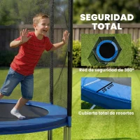 SPORTNOW Cama Elástica Exterior Ø366 cm Trampolín para Niños con Red de Seguridad Escalera y Acolchado de Muelles Azul(m-5)