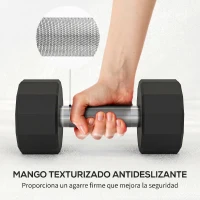 SPORTNOW Pack de 2 Mancuernas Dodecagonales de 2x8 kg de Metal Recubiertas de Goma para Entrenamiento en Casa Gimnasio Negro(m-5)