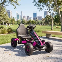 AIYAPLAY Pedal Go Kart for Kids Aged 3-6 Years, with Freewheel System, Brake, EVA Anti-Slip Wheels, Pink(m-8)