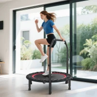 SPORTNOW Cama Elástica Plegable Ø102 cm con Mango Ajustable Marco de Acero para Entrenamiento Piernas Cuerpo Rojo y Negro(m-10)