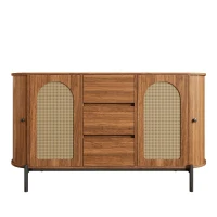 Spacious Sideboard with 3 Drawers and Adjustable Shelves, Stylish Cabinet for Living Room or Entryway, 140L x 38W x 77.5H cm, Walnut(m-2)