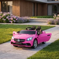 AIYAPLAY Kinder-Elektroauto, mit LED-Scheinwerfern, Sicherheitsgurt, Hupe, Musik, 3 bis 5 km/h, Rosa, 107 x 62,5 x 44cm(m-8)