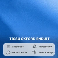 Outsunny Bain de soleil chaise longue pliante avec appuie-tête, trou de lecture, transat inclinable 4 positions en Oxford 600D, transat jardin extérieur camping piscine terrasse, 190x56x28cm, bleu(m-6)