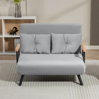 HOMCOM Sofá Cama Convertible 4 en 1 Sofá Cama 2 Plazas Plegable Respaldo Ajustable de 5 Niveles Almohadas 102x73x81cm Gris(m-8)