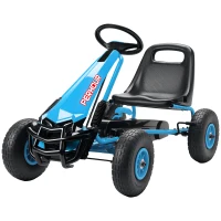 AIYAPLAY Pedal-Gokart für Kinder, höhenverstellbarer Sitz, EVA-Räder, Bremse, Kupplung, 3-8 Jahre, Blau(m-11)