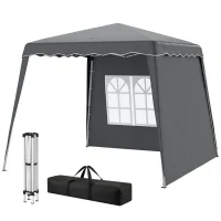 Outsunny Carpa Plegable Pop-up 2,89x2,89m Cenador Pabellón de Jardín con Paredes Laterales Altura Ajustable Protección UV50+ Gris(m-11)