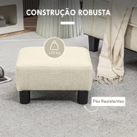 HOMCOM Pousa-pés em Tecido de Linho, Banco Baixo com Assento Acolchoado, Estrutura em Madeira e Pés Bege(m-5)
