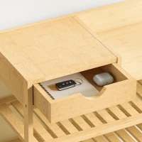 HOMCOM Schoenenrek, Schoenenhouder met 6 niveaus, Lade van bamboe, voor max. 18 paar schoenen, Schoenplank voor entree, slaapkamer, 101 x 30 x 100 cm, Natuur(m-9)