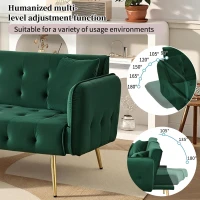 Space-Saving Sofa Bed with Folded Backrest, Ideal Sofa Sleeper for Small Apartments or Dormitories, 178L x 82W x 70H cm, Green(m-6)