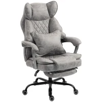 HOMCOM Executive Office Chair, Leathaire Big and Tall Office Chair 180 kg with Wide Seat, Reclining, Lumbar Support, Grey(m-15)