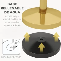 HOMCOM Juego de 2 Postes Separadores de Acero Inoxidable con Cuerda de Terciopelo Roja de 1,5 m y Base Rellenable Dorado(m-6)