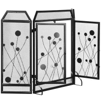 HOMCOM Paravan Antiscantei pentru Semîneu, Pliabil, Usa Magnetica, din Metal Otel, Negru, 125 x 80 cm Pliabil Magnetica(m-1)