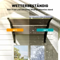 Outsunny Türüberdachung, Schutz vor Regen, Wind und Hagel, Polycarbonat, Aluminium-Verbindungstangen, 103 x 96,5 x 27 cm, Braun(m-6)
