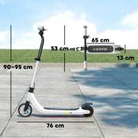 HOMCOM E-Scooter, Elektro-Tretroller, 6 km Reichweite, ab 6 Jahren, Stahlrahmen, schwarz+weiß, 76 x 53 x 95cm(m-4)