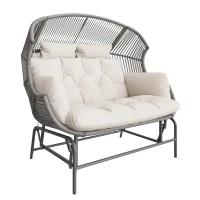 Comfortable Garden Rocker with Gentle Rocking Motion, Perfect Rocking Chair for Garden or Balcony, 145L x 85W x143H cm, Grey(m-8)