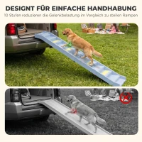 PawHut Hunderampe Auto klappbar Hundetreppe mit 10 Stufen Rutschfester Oberfläche, 154x40cm für groß Hunde bis 25kg(m-4)