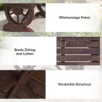 Outsunny Tuinbank bank tuinmeubelen rustieke bank massief hout bruin(m-4)