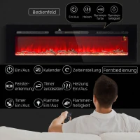 HOMCOM Elektrischer Kamin mit Wandhalterung und Fernbedienung, künstliche Holzscheite und Kristalle, 1800W Leistung, Schwarz(m-5)