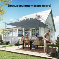 Outsunny Toile de Toit pour pergola Bâche pour Pergola rétractable de 3 x 3 m, Polyester 180g/m³, Anti-UV 30+, Gris foncé(m-9)