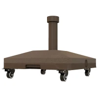 Outsunny Sonnenschirmständer bis 20kg befüllbar Quadratisch Schirmständer mit Rolle für Sonnenschirm 22-38mm Braun(m-11)