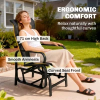 Outsunny Outdoor Gliding Rocking Chair with Sturdy Metal Frame Garden Comfortable Swing Chair, Black(m-5)