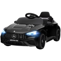 AIYAPLAY Kinder-Elektroauto, Mercedes-Design, 12V Motoren, Fernbedienung, LED-Lichter, Musik, für 3-6 Jahren Kinder, Schwarz(m-11)